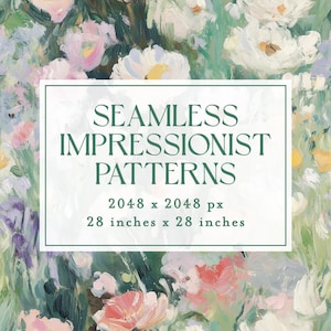 May include: Seamless impressionist patterns in a floral design. The image features a painterly style with white, pink, and yellow flowers. The image is 28 inches by 28 inches.