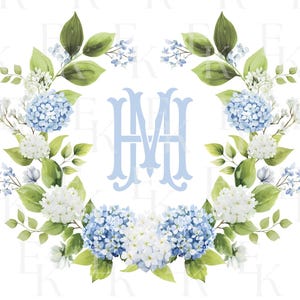 Hydrangea Flower Wedding Crest,  Hydrangea Floral Luxury Watercolor Wedding Crest