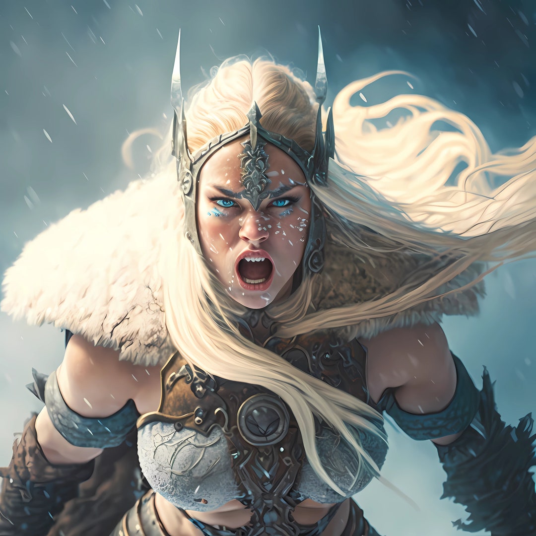 Viking Warrior Queen, AI Generated, Digital Download, Viking Art, Wall