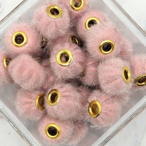 15mm Fuzzy Blush Pink Faux Fur Beads