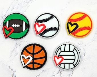 Sports Silicone Focal Beads: 5 Sport Options (Sold individually)