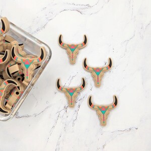 Western Longhorn Cow Focal Silicone Beads: Black or Beige (Sold individually) image 5