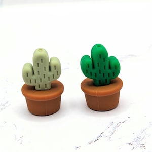 Cactus in a Flowerpot Focal Silicone Beads (Sold individually)