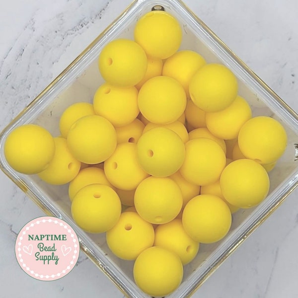 15mm Lemon Yellow color round silicone beads, 15 mm round loose beads, classic yellow color, wholesale silicone beads, naptime bead supply