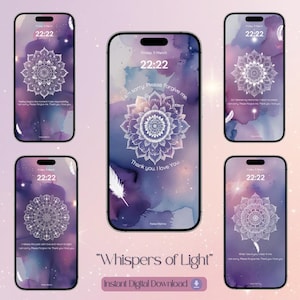 Whispers of Light – Ho'oponopono Phone Wallpaper Bundle Inspirational | Spiritual Affirmation Lock Screens | Digital Download (5-Pack)