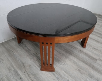 Authentic Stickley "21st Century Collection" Round Cherry & Granite Coffee Table Vintage Find