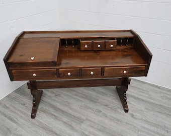 Ethan Allen Old Tavern Antiqued Pine Trestle  Desk Vintage Find