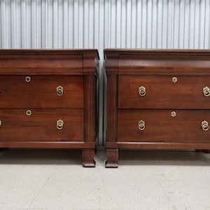 THAN ALLEN (イーセンアーレン) ナイトチェスト ダークブラウン 4段 Pair Ethan Allen British Classics Maple Cinnabar Nightstands