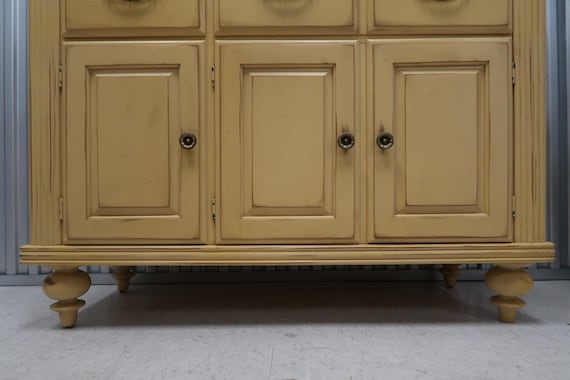 Nichols & Stone Country Distressed Yellow Finish Buffet Cabinet