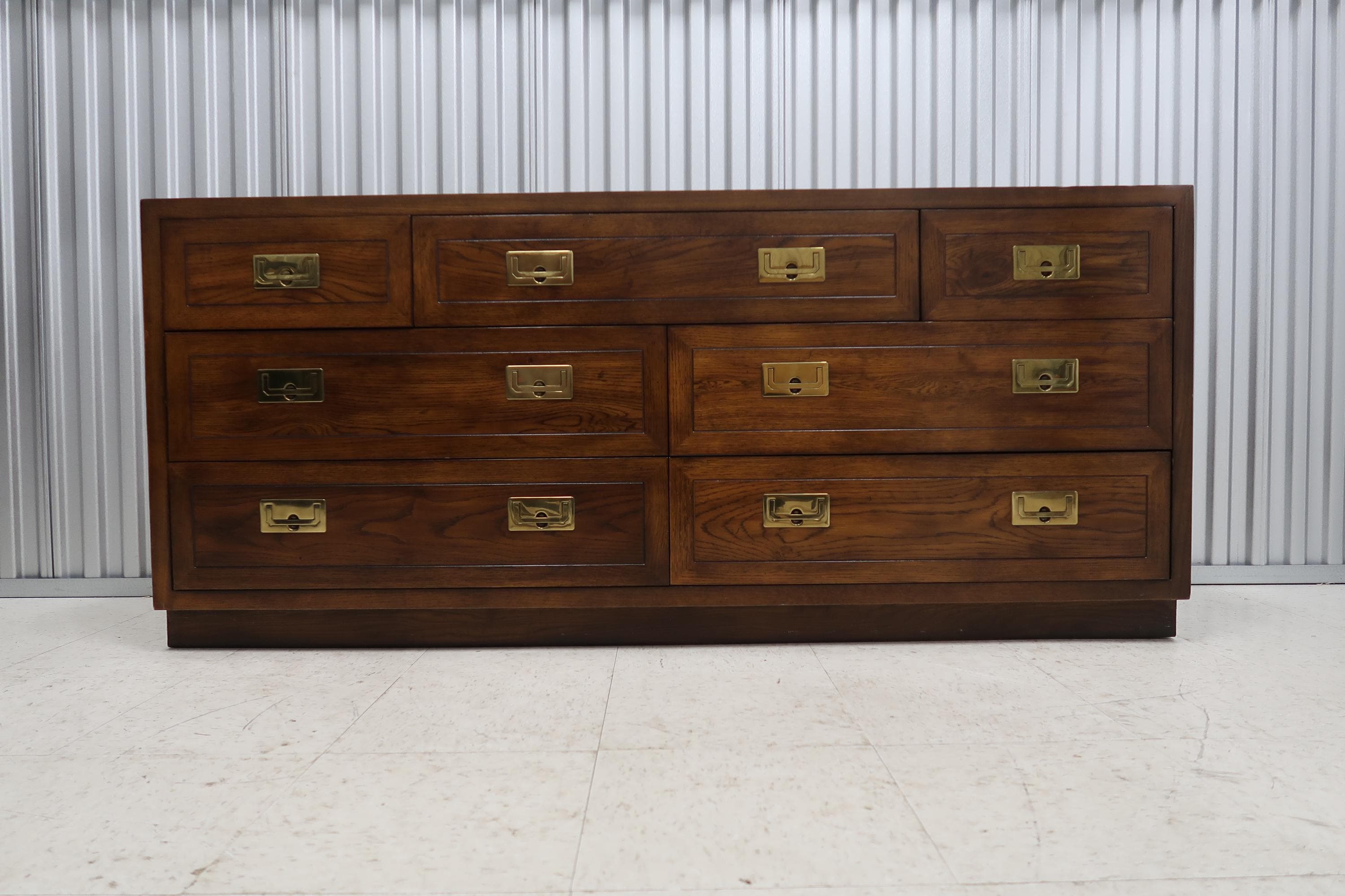 Henredon Scene One Campaign 7 Drawer Dresser Vintage Find - Etsy