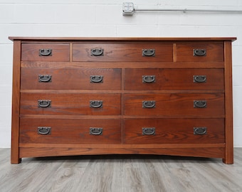Nichols & Stone Oak Mission 9 Drawers Dresser Vintage Find
