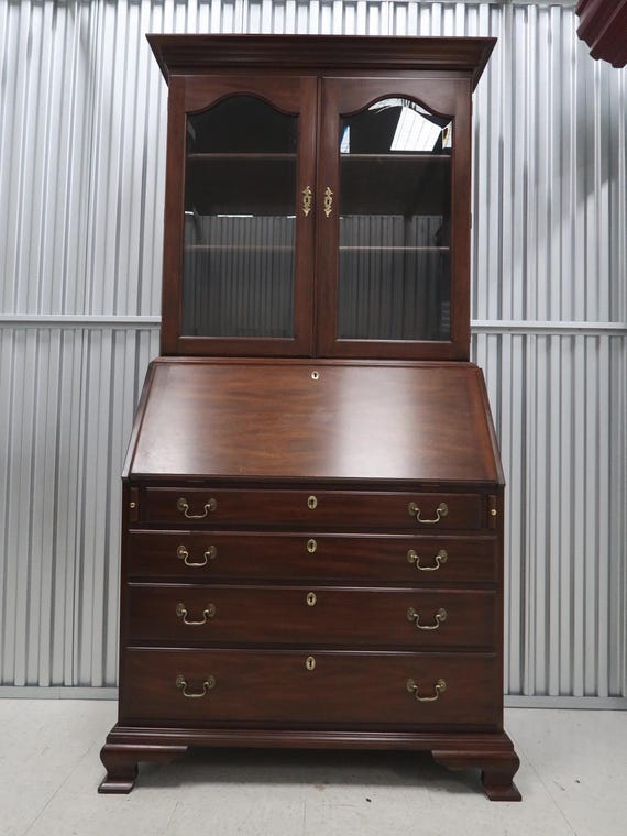 Henkel- Harris J. Hancock Mahogany Georgian Secretary Desk Vintage