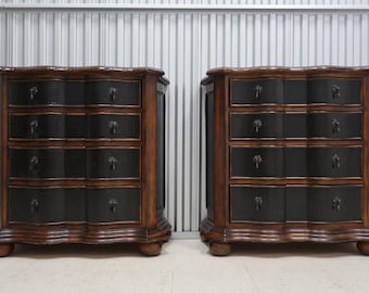 Pair Ethan Allen British Classics Maple Cinnabar Nightstands