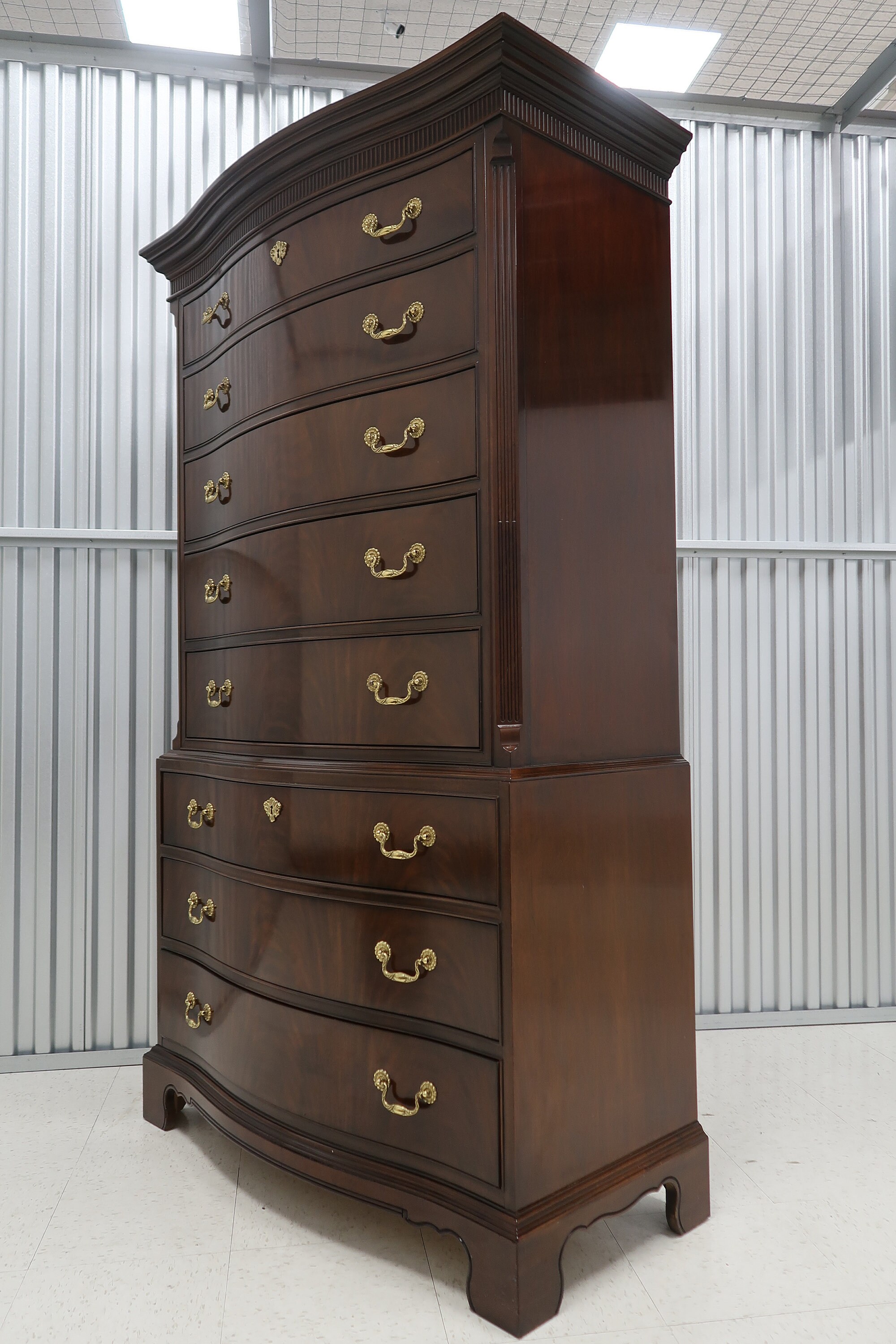 Drexel Heritage Heirloom Flame Mahogany Serpentine Chest