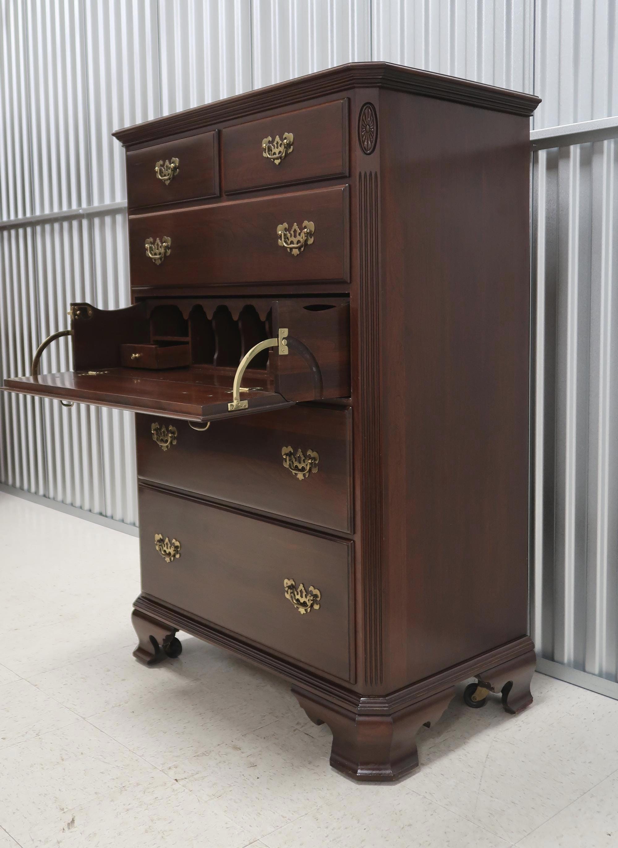 Ethan Allen Georgian Court Cherry Chest Secretary Desk Vintage