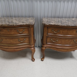 Pair Thomasville Villa Soleil Collection Marble Top Night Chests Vintage Find