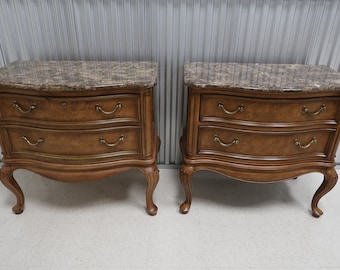 Pair Thomasville Villa Soleil Collection Marble Top Night Chests Vintage Find