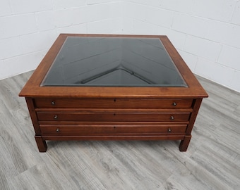 Bob Timberlake Solid Cherry Square Glass Top Coffee Table Vintage Find