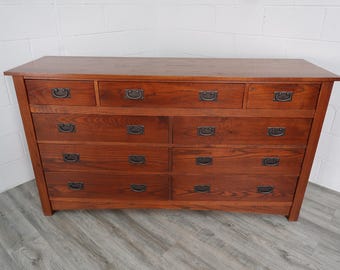 Nichols & Stone Oak Mission 9 Drawers Dresser Vintage Find
