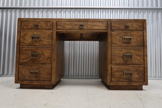 Drexel Heritage Woodbriar Collection Campaign 7 Drawer Desk