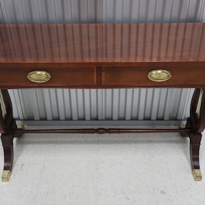 Baker Furniture Banded Mahogany English Regency Drop Leaf Console Table Vintage Find