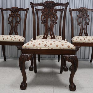 4 Ethan Allen Mahogany Chauncey Chippendale Dining Chairs Vintage Find