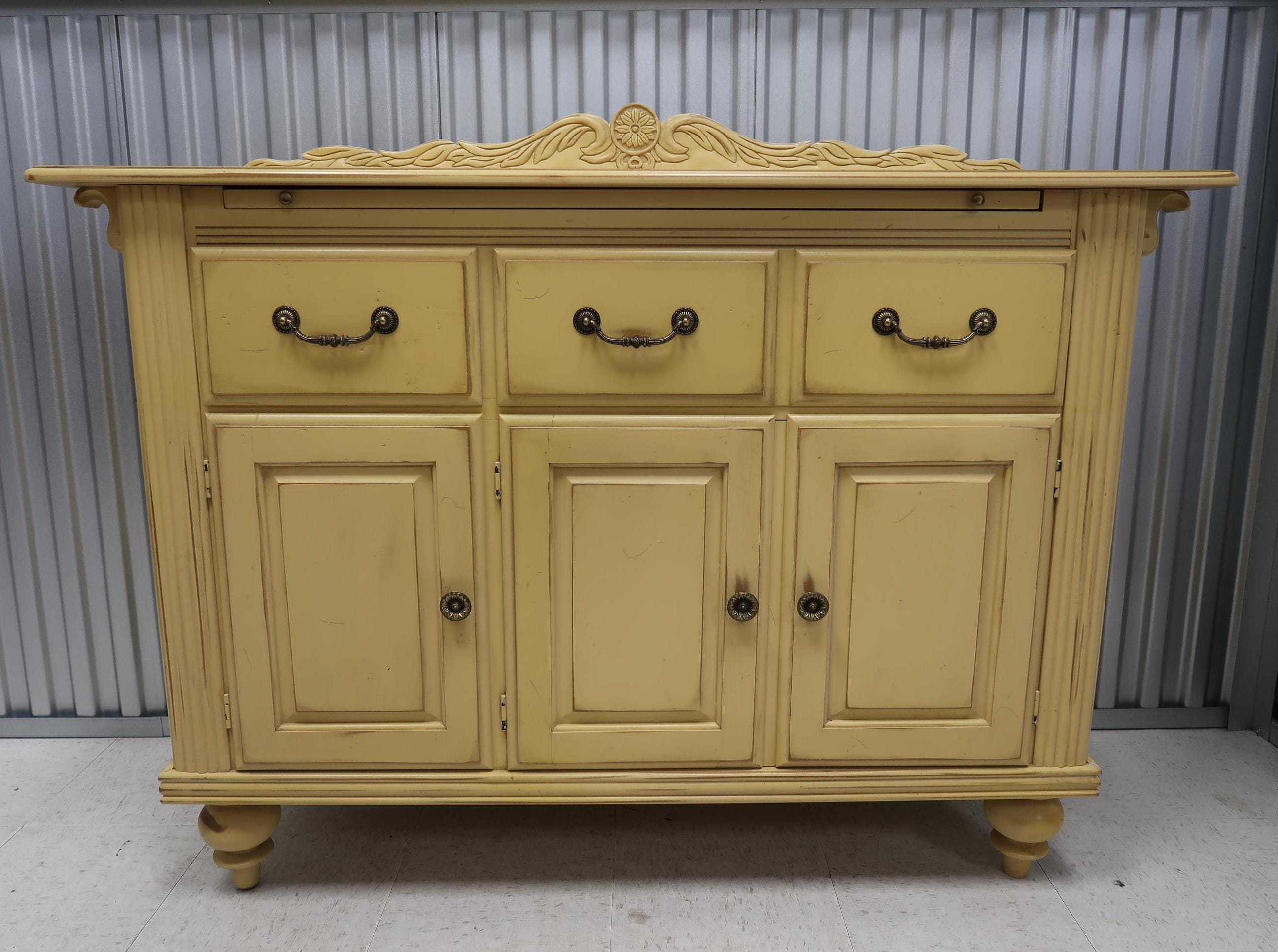 Nichols & Stone Country Distressed Yellow Finish Buffet Cabinet