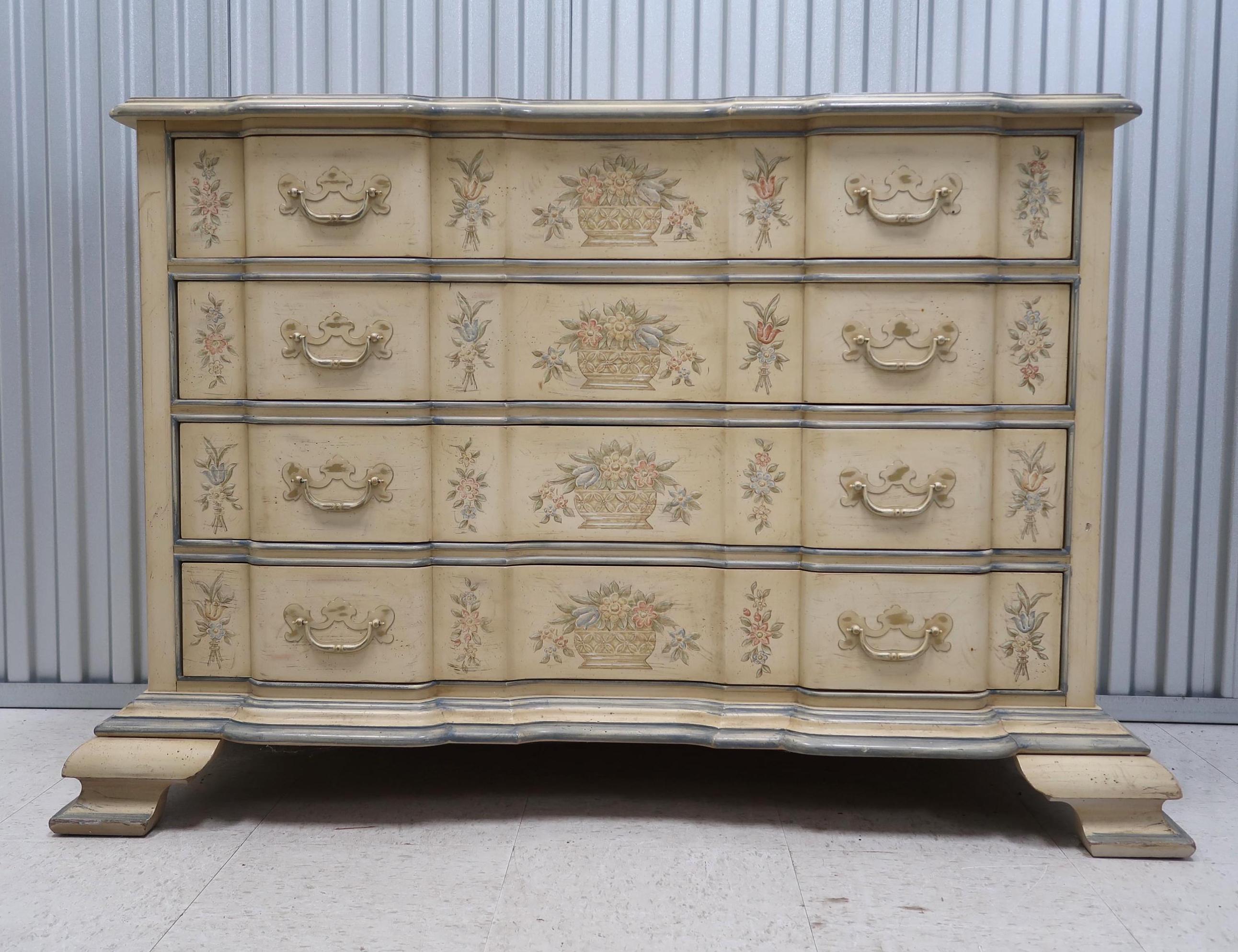 5個口のA♥DREXEL HERITAGE Drexel Heritage–Hand painted chest 5)drawer, Checkerboard Sides