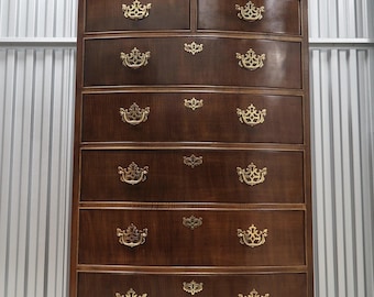 Henredon Mahogany Bow Front 9 Drawers Chest Vintage Find