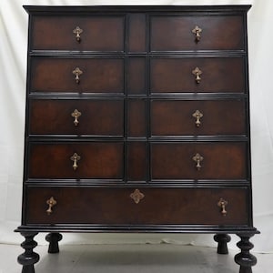 Henredon Acquistions Antique Style Mahogany Two Tone Rame Cabinet Vintage Find
