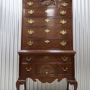 Thomasville Chippendale Style Mahogany Bonnet- Top Highboy Vintage Find