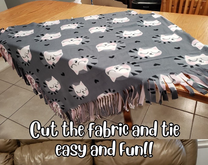 Sleeping Cats No Sew Fleece Blanket Kits, No Sew Blanket Kit, DIY