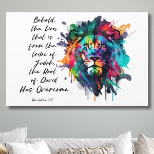 Lion of Judah Wall Art, Christian Wall Art Canvas, Revelation 5:5, Bible Verse Art, Tribe of Judah, Root of David Bible Art, Bible Wall Art