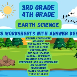 35 Science Worksheets, At Home Learning Bundle, Printable Worksheets, Homeschool Lessons Bundle, 3rd Grade worksheets, 4th grade worksheets