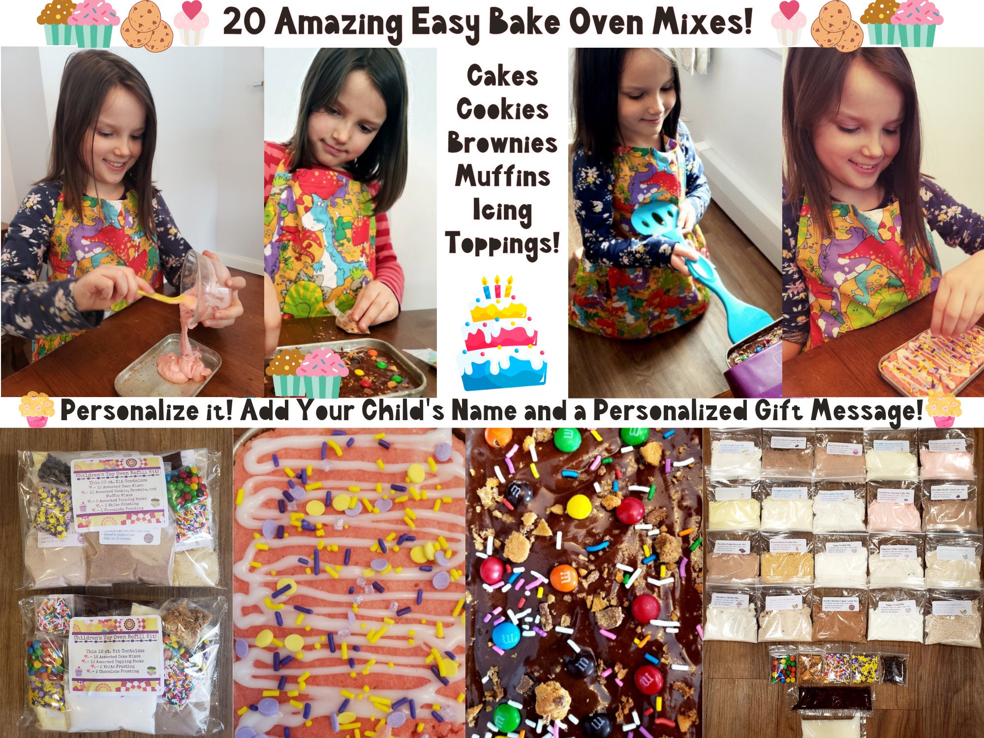 Toy, Easy Bake Oven, Kid's Cooking, 20 Mixes cakes, Muffins, Frostings, and  Sprinkles Great Gift Idea 