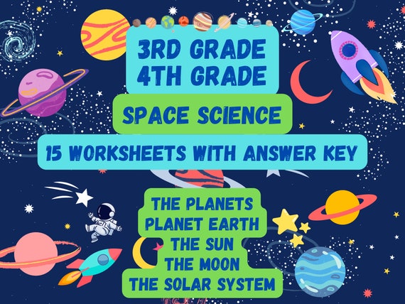 15 Science Worksheets, Space Learning Bundle, Printable Worksheets, Homeschool Lessons Bundle, 3rd Grade worksheets, 4th grade worksheets