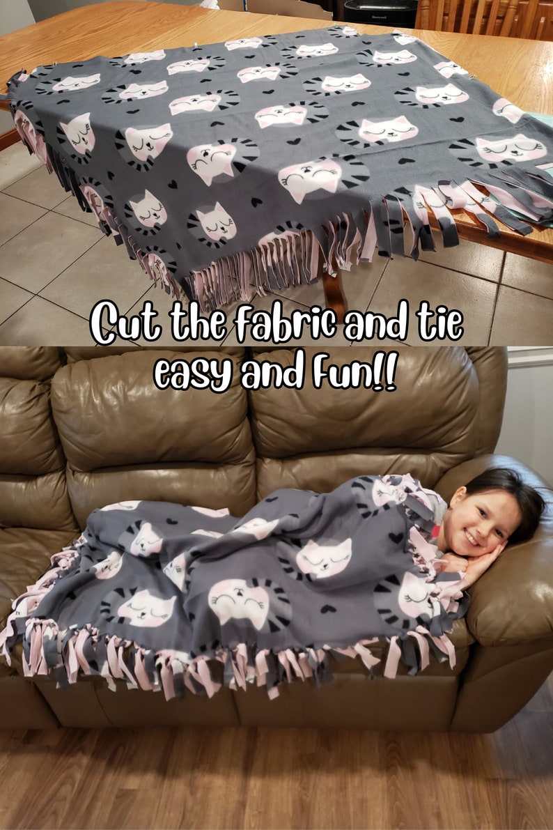 Cute Panda Bear No Sew Fleece Blanket Kits, No Sew Blanket Kit, DIY