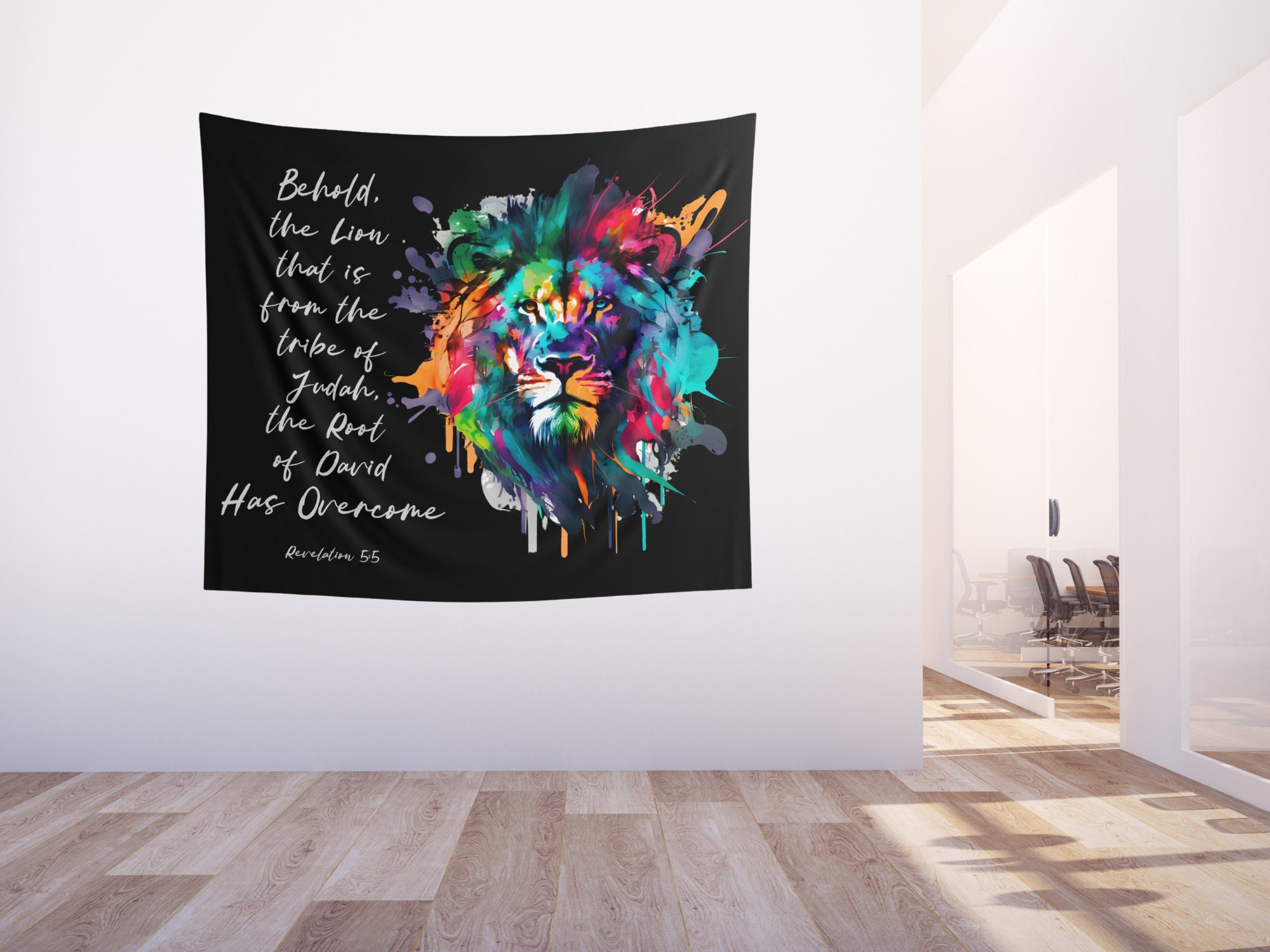 Lion of Judah Wall Art Christian Tapestry Bible Verse Etsy