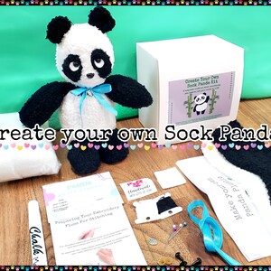 Sock Panda Craft Kit, Do It Yourself Craft Kit, Sewing Kit, Craft Kit for kids, Adult Craft Kit, DIY Crafts Craft Kits for Kids Sewing Gifts