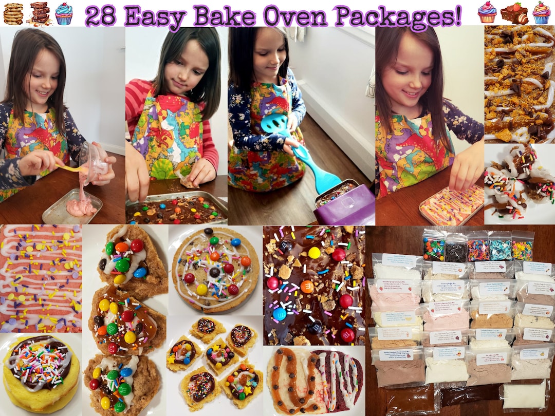 28 Easy Bake Oven Mixes Pack 10 Cakes, 10 Cookies, Brownies, Muffins,  Large Icing Toppings! Easy Bake Oven Refills, Kids Cooking