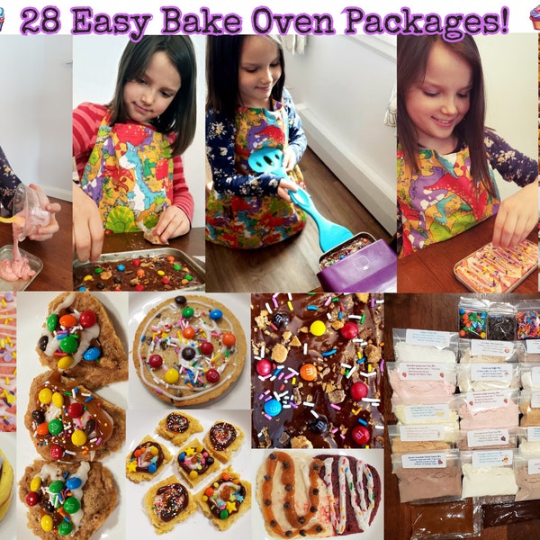 28 Ct. Easy Bake Oven Mixes Pack - 10 Cakes, 10 Cookies, Brownies, Muffins, 3 Large Icing & 5 toppings! Easy Bake Oven Refills, Kids Cooking