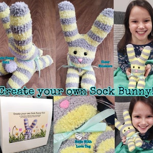 Sock Bunny Craft Kit, Do It Yourself Craft Kit, Sewing Kit, Craft Kit for kids, Adult Craft Kit, DIY Crafts Craft Kits for Kids Sewing Gifts