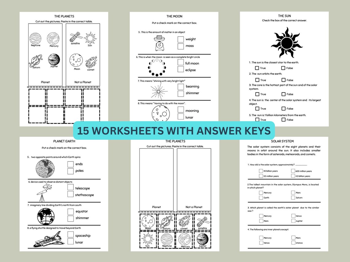 Science Homework Space 15 Science Worksheets, Space Learning Bundle, Printable Worksheets ...