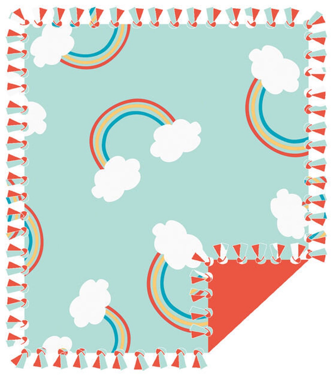 Rainbow No Sew Fleece Blanket Kit, No Sew Throw Kit, DIY Fleece Throw