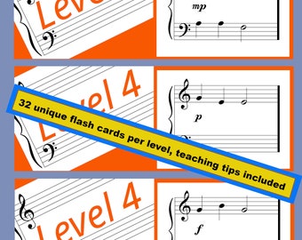Sight Reading | Level 4 | Steps&Skips | Graded | Printable Flash Cards Reading Music (Grand Staff)
