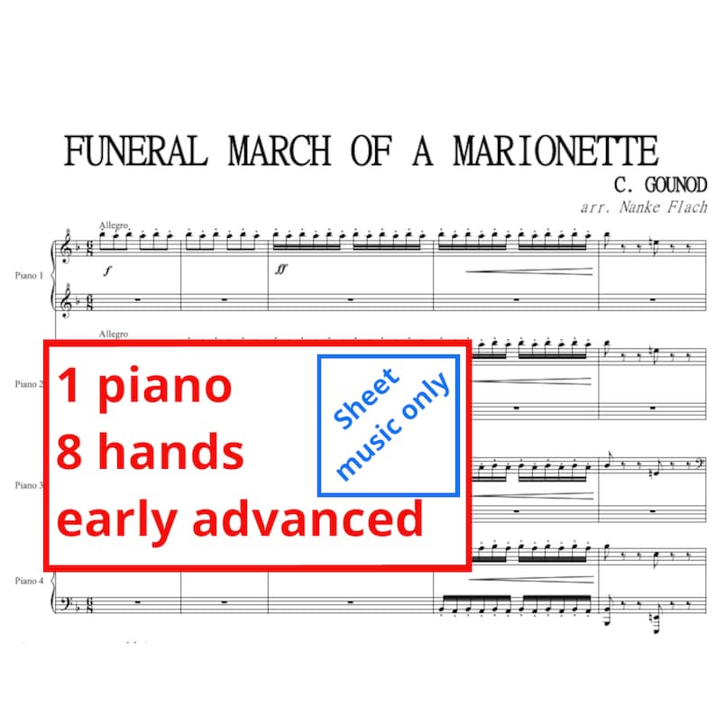 Gounod Funeral March of a Marionette 1 piano 8 or more hands Early advanced Sheet music download pdf Piano Recital Transcription image 1