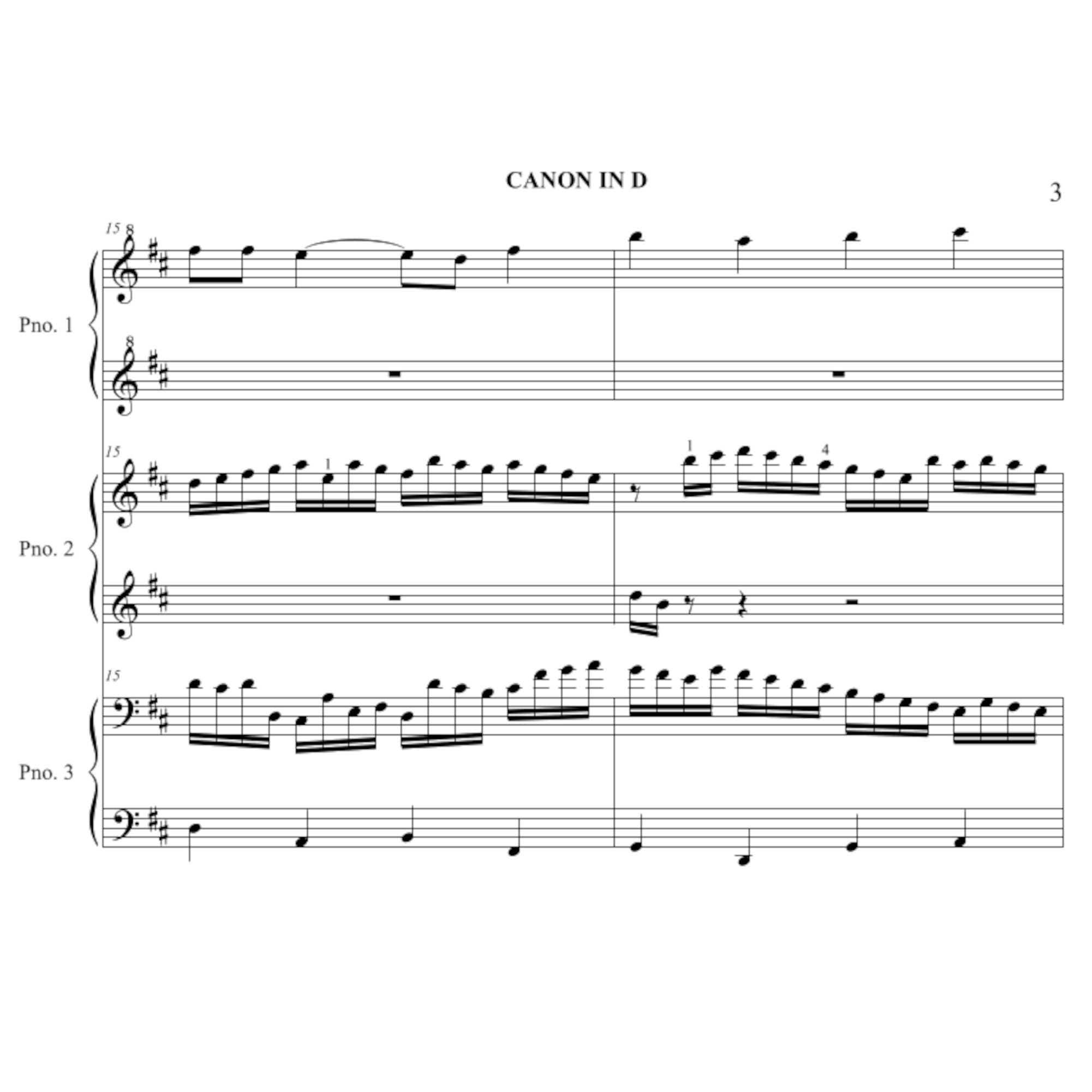 Canon in D | Sheet Music Only | Intermediate | 1 Piano 6 Hands ...