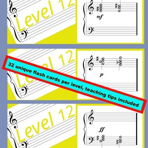 Lectura a primera vista / Nivel 12 / acordes de séptima dominante con resoluciones / Tarjetas didácticas imprimibles Lectura musical (Gran pentagrama)
