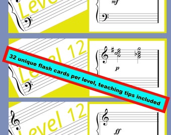 Sight Reading | Level 12 | dominant 7th chords with resolutions | Printable Flash Cards Reading Music (Grand Staff)