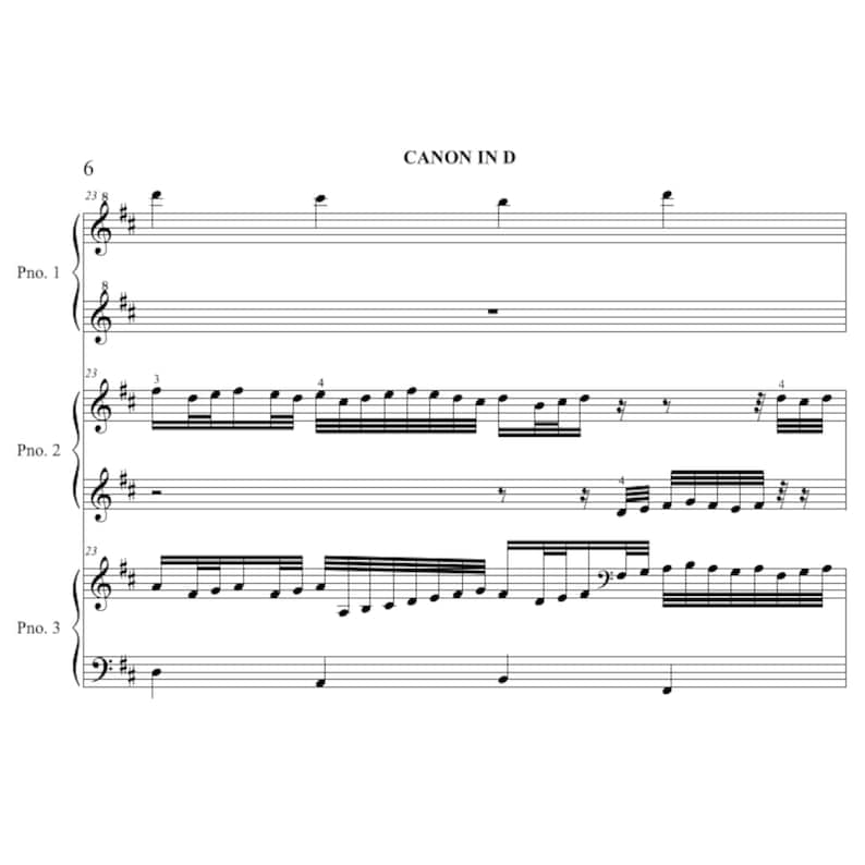 Canon in D | Sheet Music Only | Intermediate | 1 Piano 6 Hands ...